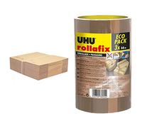 Lot de 10 boites en 40x30x27 cm pour déménager, envoyer, ou stocker. Cartons haute résistance 20 kg & UHU Rollafix - Rubans adhésif d'emballage brun, Lot de 3 rubans de 66m x 50mm