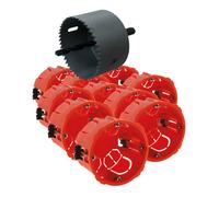 Lot de 10 boîtes encastrement placo Ø67mm + scie-cloche - Rouge - Zenitech