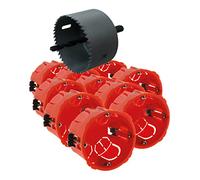 Lot de 10 boîtes encastrement placo Ø67mm + scie-cloche - Rouge - Zenitech