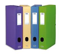 Lot de 10 Boîtes Grande Capacité Memphis 24x32cm Dos 60mm avec Bouton Pression Couverture Polypro Coloris Assortis