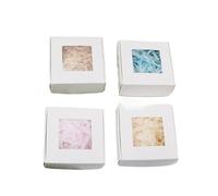 Lot de 10 boîtes transparentes en papier avec fenêtre, ajourées, for biscuits, desserts, mariage, anniversaire(Color-02,7x7x3cm)