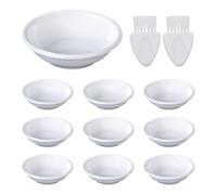 Lot De 10 Bols À Trempette Et 2 Brosses De Nettoyage Blanches, Bols À Épices Ronds, Bols À Épices Durables, Bols À Couverts, Adaptés À La Maison, Au Restaurant, À La Cantine