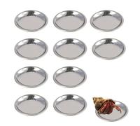 Lot de 10 bols de nourriture en acier inoxydable pour crabe, ermite, crabe, reptile, accessoire d'aquarium, pour crabe, escargot, gecko, insectes