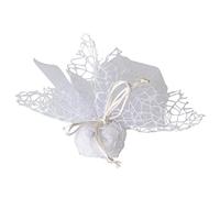 Lot de 10 bonbonnières à dragées Sachets en toile de polycoton + voile d’organdi + ruban auto-tirant Référence ck1768 Bianco