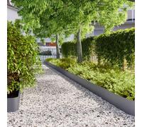 Lot de 10 bordures de pelouse - Anthracite - 20 x 103 cm - Acier | Bordure de parterre de jardin flexible, montage sans outil, robuste pour les chemins et les cours