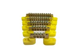 Lot de 10 borniers 6 x 9 rangées en cuivre neutre retardateur d'allumage pour équipement de boîtes électriques de distribution bleu/jaune (bleu (0609), 6p)