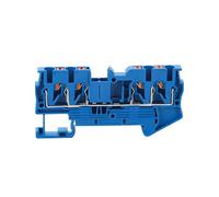 Lot de 10 borniers for rail DIN PT4-QUATTRO, 4 conducteurs, à ressort, sans vis, à enfoncer, for alimentation traversante(Blue)