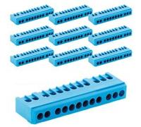 Lot de 10 Borniers neutre 12 modules Bleu G