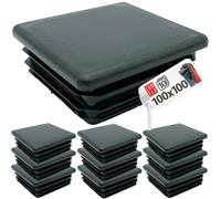 Lot de 10 bouchons à lamelles en plastique pour tubes carrés, capuchons de clôture, patins de meubles - Noir - 100 x 100 mm