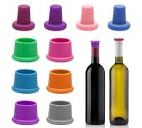 Lot de 10 bouchons à vin en silicone, réutilisables, 4 bouchons pour bouteille de champagne de 1,8 cm à 2,2 cm de diamètre intérieur, 6 capuchons de 3,6 x 2,6 cm