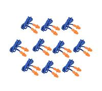 Lot de 10 bouchons d'oreille de sécurité en silicone souple - Protection auditive avec cordon - Réduction du bruit pour le travail, la , le sommeil - Bleu orange