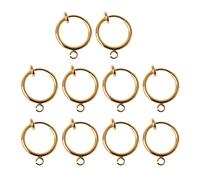 Lot de 10 boucles d'oreilles créoles rondes à clipser en laiton pour oreilles non percées - Accessoire de création - Cadeau pour fille - Pour salle de sport