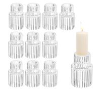 Lot de 10 bougeoirs en Verre pour bougeoir - Petit bâton Conique en Vrac pour Table, dîner, Salon, décoration de Noël, fête de Mariage, Centre de Table