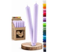 Lot de 10 bougies à tige lilas/violet pastel - 18 cm - Colorées dans la masse et sans gouttes - Durée de combustion de 8 h - Coulées à la main en Allemagne - Bougies de qualité certifiées RAL