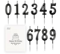 Lot de 10 bougies anniversaire à chiffres - Bougies à chiffres de 0 à 9 à paillettes pour décoration de Noir