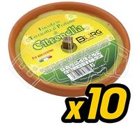 Lot de 10 bougies anti-moustiques à la citronnelle, diamètre 14,5 x 4 cm, en terre cuite