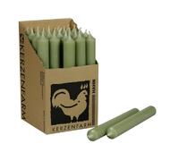 Lot de 10 bougies coniques colorées - Tons verts - Qualité supérieure - Fabriquées en Allemagne - 22 mm de diamètre, 18 cm de hauteur - Robinet de ferme à bougie - Longue durée de combustion (8 heures