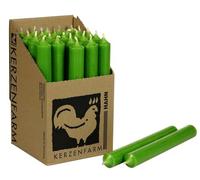 Lot de 10 bougies coniques colorées - Tons verts - Qualité supérieure - Fabriquées en Allemagne - 22 mm de diamètre, 18 cm de hauteur - Robinet de ferme à bougie - Longue durée de combustion (8 heures