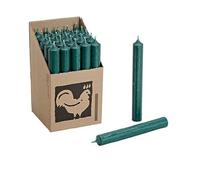 Lot de 10 bougies coniques vertes - Qualité supérieure - Fabriquées en Allemagne - 22 mm de diamètre, 18 cm de hauteur - Robinet de ferme à bougie - Longue durée de combustion de 8 heures et plus