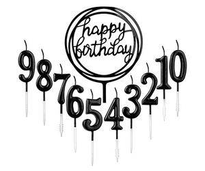 Lot de 10 bougies d'anniversaire numérotées de 0 à 9 ans + 1 lettre Alles Gute zum Geburtstag Glitter Cake Topper Décoration de gâteau numéro Bougies numériques pour fête d'anniversaire (plaqué or)