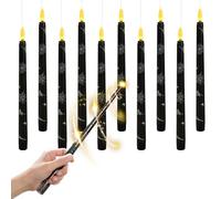 Lot de 10 Bougies Flottantes Magiques Suspendues, Magiques à Suspendre avec Baguette et Minuterie, Lumière Chaude Vacillante, Bougies Sans Flamme à Piles pour Décoration Halloween, Noël