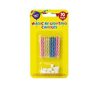 Lot de 10 bougies magiques pour gâteau d'anniversaire avec supports
