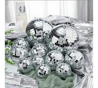 Lot de 10 boules à facettes de tailles différentes - 30mm/50mm/80mm - Boules disco rondes dorées et argentées variées, convenant pour les fêtes d'anniversaire, Nouvel An, soirées, décorations de la ma