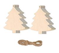 Lot de 10 boules de Noël à suspendre en bois naturel pour décoration de fête de mariage