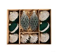 Lot de 10 boules de Noël de forme spéciale avec flocage et anneaux en métal, conçues pour décorer les arbres, les couronnes et les événements intérieurs ou extérieurs (vert foncé)