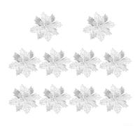 Lot de 10 boules de Noël en plastique rigide blanc brillant (fleur)