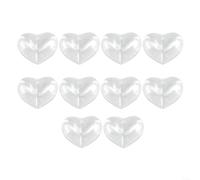 Lot de 10 boules en plastique transparent en forme de cœur pour sapin de Noël à suspendre pour fête, mariage, fête prénatale, école, église et décoration d'intérieur (10 cm)