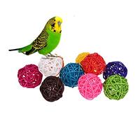Lot de 10 Boules en Rotin Accessoires Jouets pour Oiseaux, Perroquets, Perruches, Perruches Calopsittes, Inséparables, Fringilidés, Gris du Gabon, Cacatoès, Amazones, Couleur aléatoire