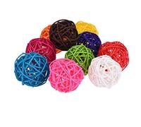 Lot de 10 Boules en Rotin Accessoires Jouets pour Oiseaux, Perroquets, Perruches, Perruches Calopsittes, Inséparables, Fringilidés, Gris du Gabon, Cacatoès, Amazones, Couleur aléatoire