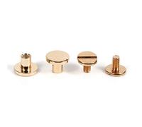 10 ensembles en laiton massif bouton goujon clou vis arrière Rivets en cuir artisanat ceinture plate pour bricolage décoration en cuir reliure ronde tête plate goujon vis 5/6.5 / 8mm(6.5mm)