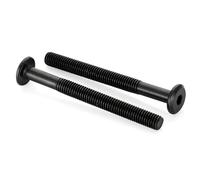 Lot de 10 boulons Allen à tête bombée et plate à six pans creux M8 x 80 mm, acier au carbone, filetage partiel, finition oxyde noir