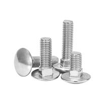 Lot de 10 boulons de carrosserie à tête ronde et à col carré en acier inoxydable 304, longueur 10 à 150 mm, M4, M5, M6, M8, M10, M12(20mm x10pcs,M6)