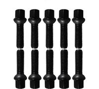 Lot de 10 boulons de roue noirs avec tête sphérique R14, M14 x 1,5, 55 mm
