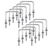 Lot de 10 Boulons En U M6 Carrés En U 80 x 50 mm, Carré En U Tube,Boulons En U en Acier Inoxydable, Boulons Carrés en U Avec écrou et Rondelle pour Tuyau d'eau Fixe, Tube et Bateau