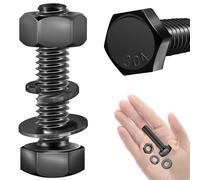 Lot de 10 boulons et écrous à tête hexagonale en acier inoxydable avec rondelles plates et de verrouillage, acier inoxydable 304 18-8, entièrement fileté, boulon 1/4, oxyde noir Mywish