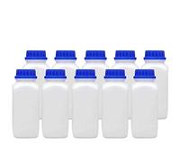 Lot de 10 Bouteilles à large col de 1000 ml avec bouchon à vis résistant aux produits chimiques ; qualité de laboratoire ; approbation pour les marchandises dangereuses (10x22433)