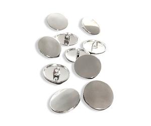 Lot de 10 boutons à œillets plats et lisses en métal argenté brillant 10 mm, 15 mm, 18 mm, 20 mm, 23 mm ou 25 mm (23 mm)