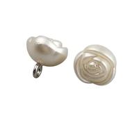 Lot de 10 Boutons à Tige Beige Nacré en Forme de Fleur - 11 mm - Boutons Fantaisie pour Couture, Tricot, Layette et Loisirs Créatifs