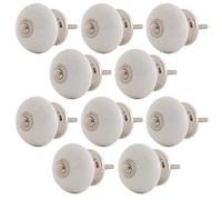 Lot de 10 boutons de meuble en céramique style shabby chic vintage avec poignée de 40 mm Blanc