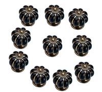 Lot de 10 boutons de placard vintage en céramique en forme de citrouille avec vis pour cuisine, armoire, salle de bain, placard, armoire (noir)