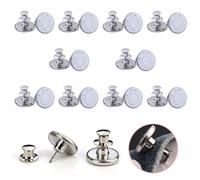 Lot de 10 boutons de rechange réglables et amovibles en métal pour jeans, vestes, vêtements, jupes en denim, loisirs créatifs, réparation de vêtements - 17 mm