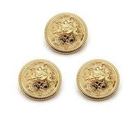 Lot de 10 boutons décoratifs tendance en métal avec surface maille dentelle et logo - Boutons avec boucle pour manteau, doré, 15 mm
