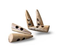 Lot de 10 boutons en bois d'olivier véritable à 2 trous (45 mm)