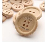Lot de 10 boutons en bois personnalisés « Made with Love » avec votre nom, 2,5 cm, parfaits pour les travaux manuels, la couture et les projets de bricolage