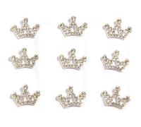 Lot de 10 boutons en forme de couronne en strass Argenté 13 x 18 mm