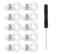 Lot de 10 boutons en laiton de 17 mm avec base filetée pour réparation de pantalons, vestes et projets d'assemblage du cuir (E)